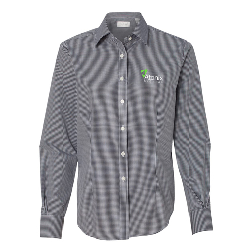 Ladies Van Heusen Gingham Check Shirt:Periwinkle